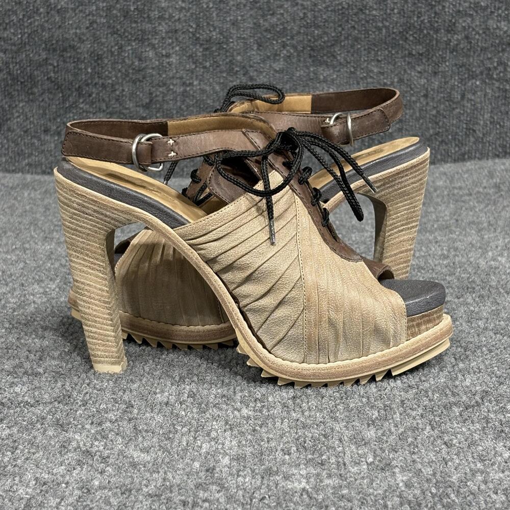rag & bone Platform Heels Womens Size 6 Brown Lace Up Slingback Made Italy - Picture 3 of 16